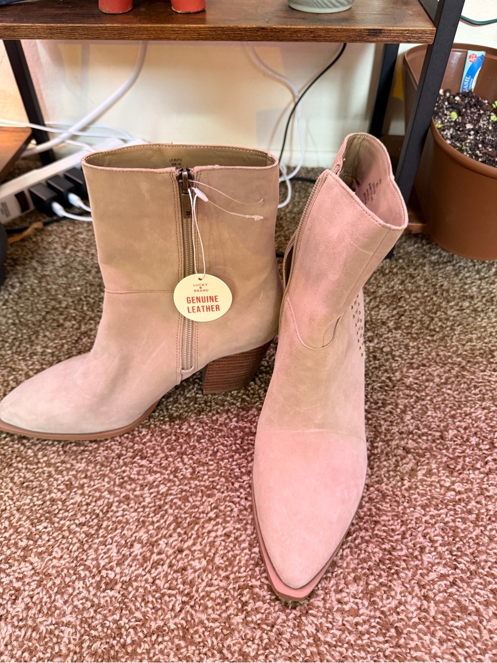 Lucky Brand Pink Suede Ankle Booties